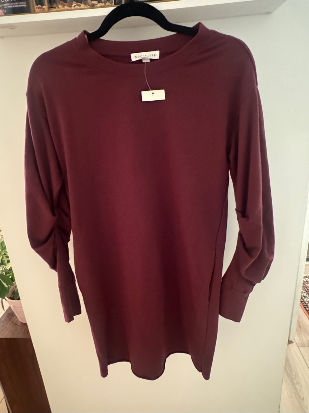 Socialite Burgundy Long Sleeve sweatshirt dress - new with tags!!